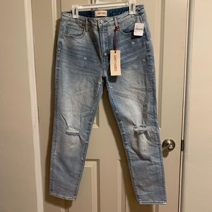 NWT FP DRIFTWOOD Gizelle Jeans with Daisy Embroidery Distressed sz 29